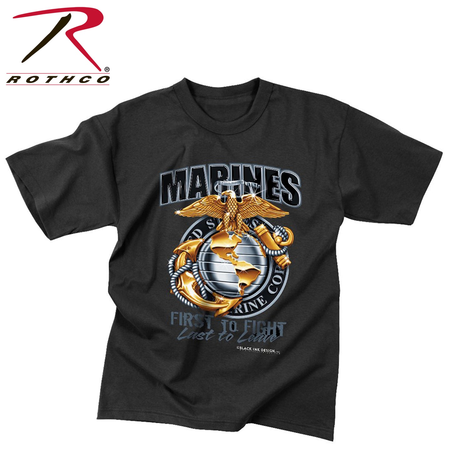 Black Ink Marines First To Fight T-Shirt-Black