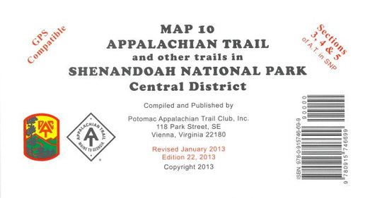 PATC Map 10 - Appalachian Trail and Shenandoah National Park Central District