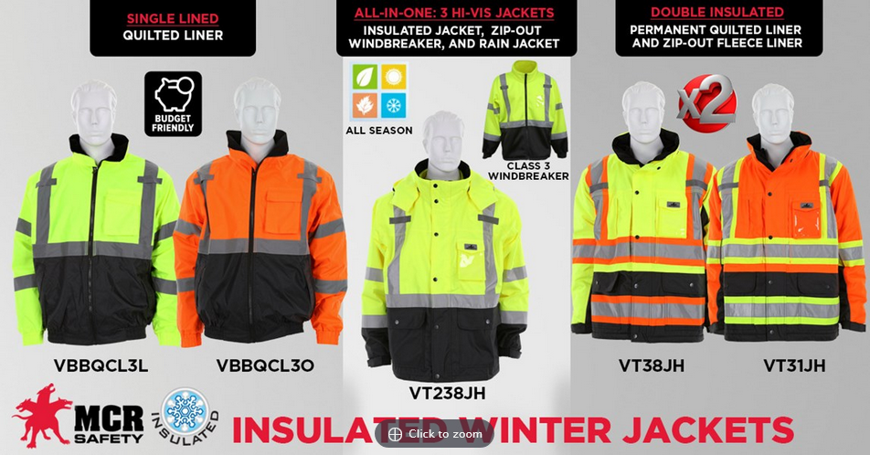 MCR Safety Hi-Vis Rain Gear Winter Jacket Rip Stop Polyester