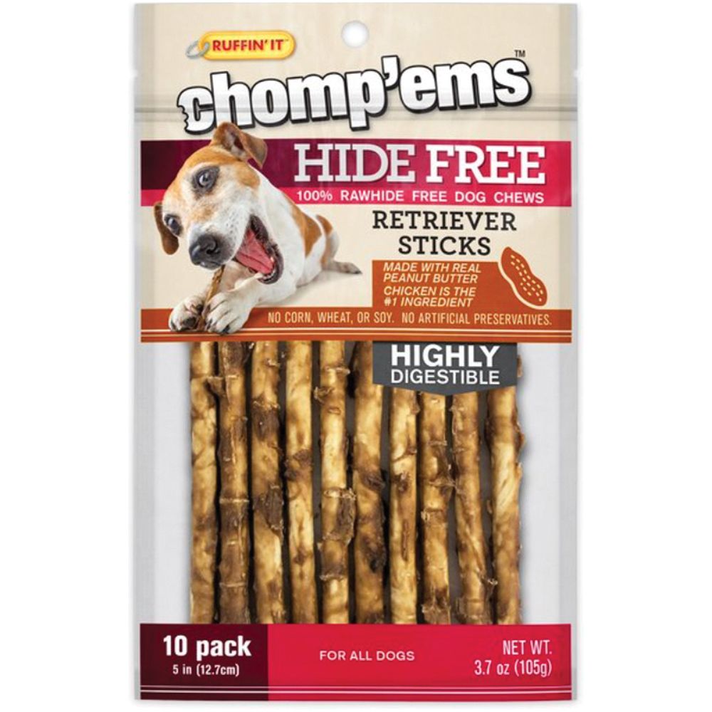 CHOMP'EMS HIDE FREE PEANUT BUTTER STICKS 10PK