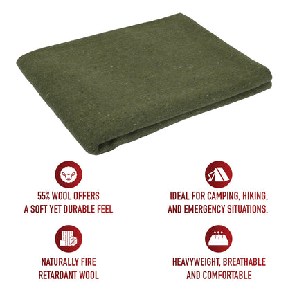 Rothco Wool Rescue Survival Blanket - Olive Drab - 60"x80"