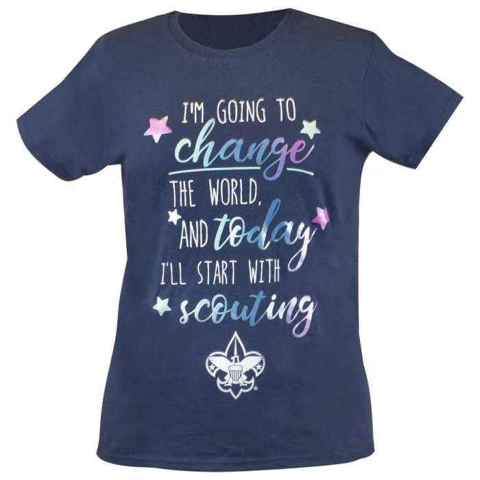 TEE LADIES CHNG WORLD NAVY LG