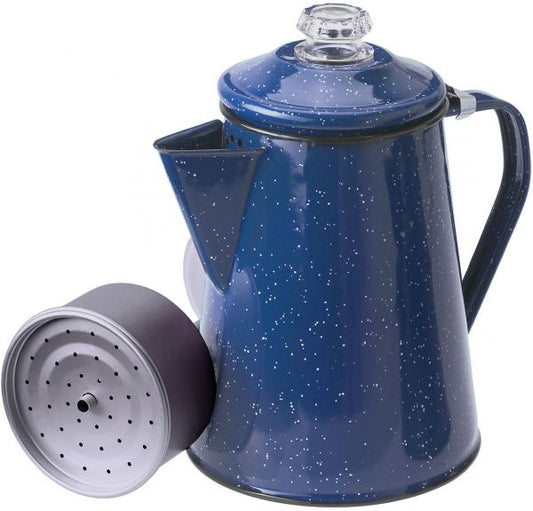 ENAMEL COFFEE PERC 12 CUP BLUE