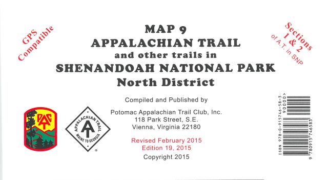 PATC Map 9 - Appalachian Trail and Shenandoah National Park NORTH District