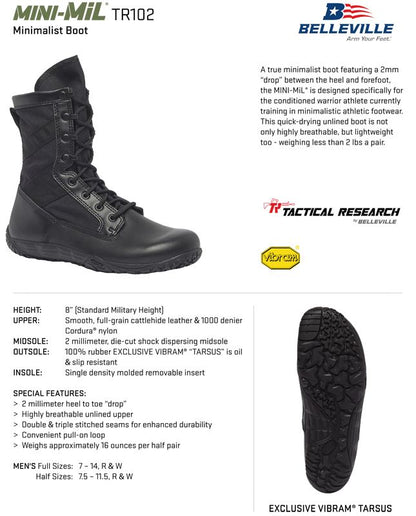 Tactical Research TR102 Men's MiniMil Ultra Light Black Boot