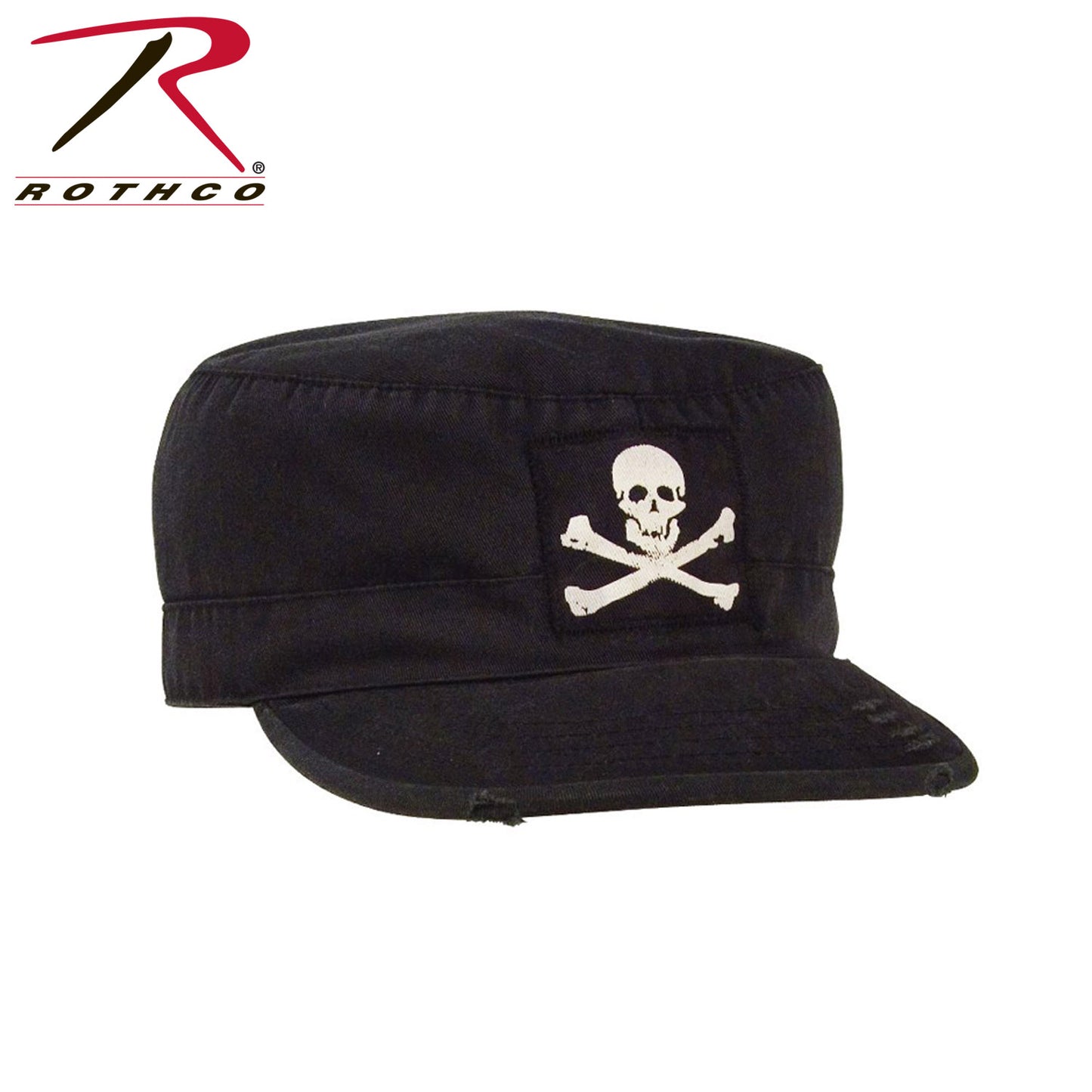 Vintage Military Fatigue Cap With Jolly Roger