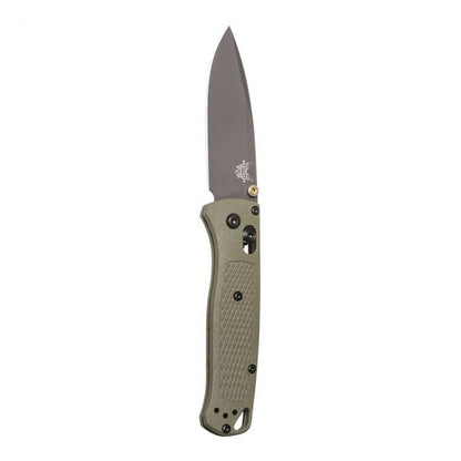 535GRY-1 Bugout AXIS Folding Knife 3.24" S30V Smoked Gray Combo Blade, Ranger Green Grivory Handle