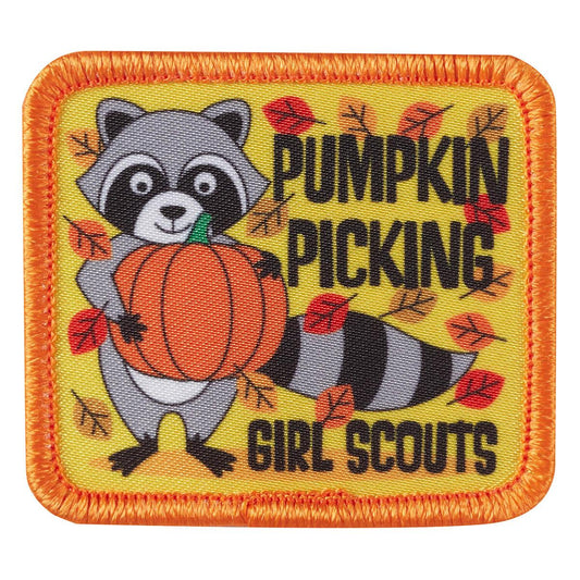 Pumpkin Picking Raccoon Sew-On Patch