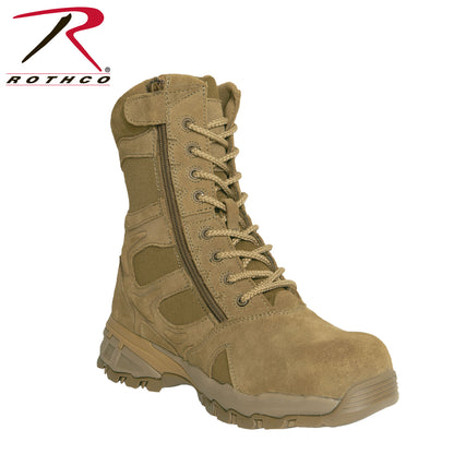 Rothco 8" Forced Entry Composite Toe AR 670-1 Coyote Brown Side Zip Tactical Boot