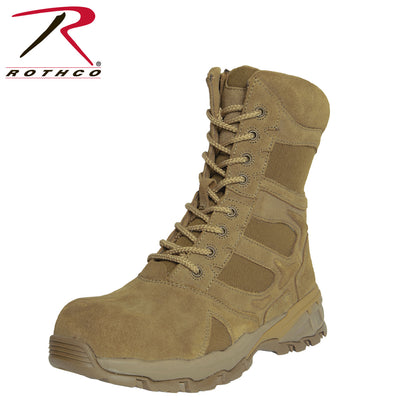 Rothco 8" Forced Entry Composite Toe AR 670-1 Coyote Brown Side Zip Tactical Boot