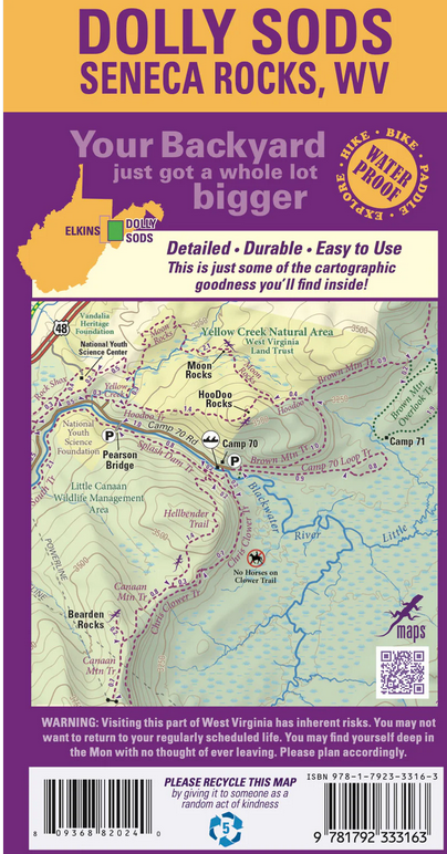 Dolly Sods-Seneca Rocks Lizard Map: West Virginia