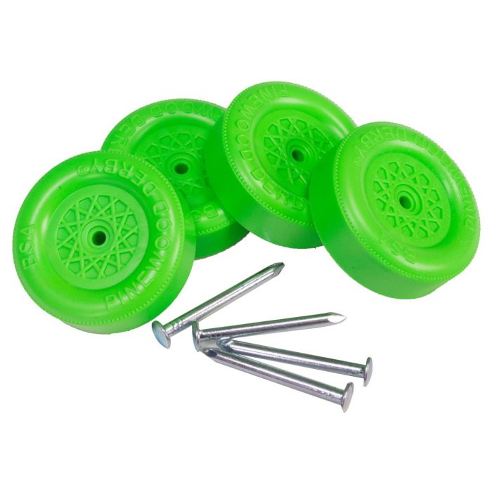 Pinewood Derby Green Wheel & Axles