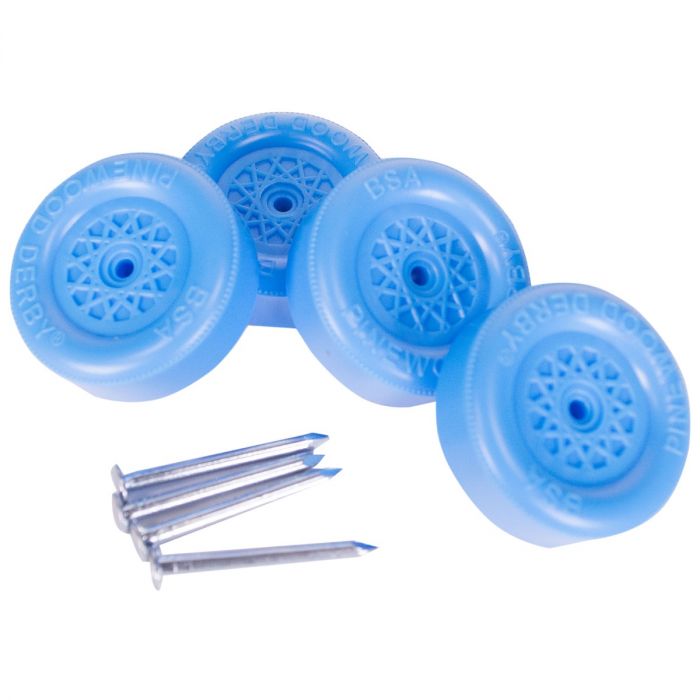 Pinewood Derby Blue Wheels and Axles