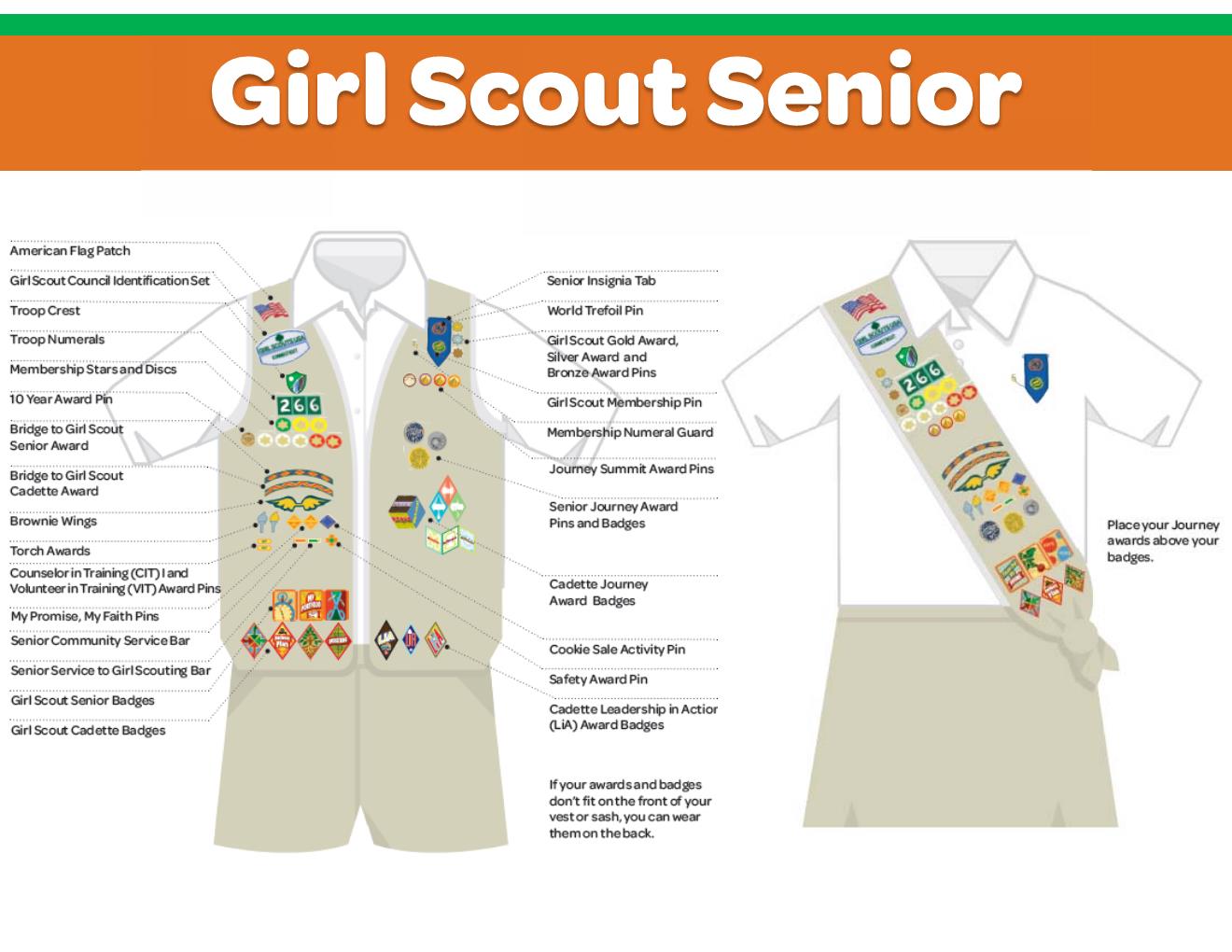 Girl Scout Cadette/Senior/Ambassador Insignia Tab - Navy