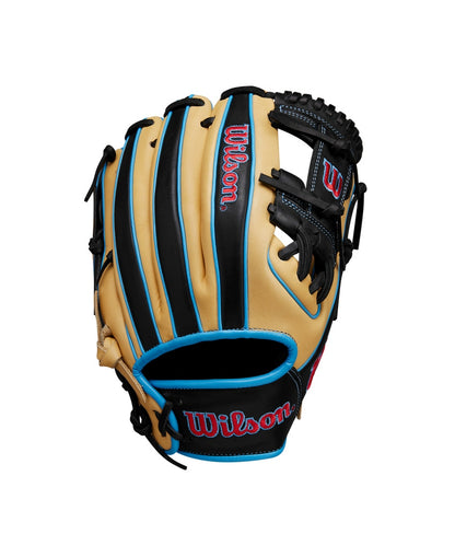 2025 A1000 1786 11.5” Infield Baseball Glove blonde/black/cool blue red