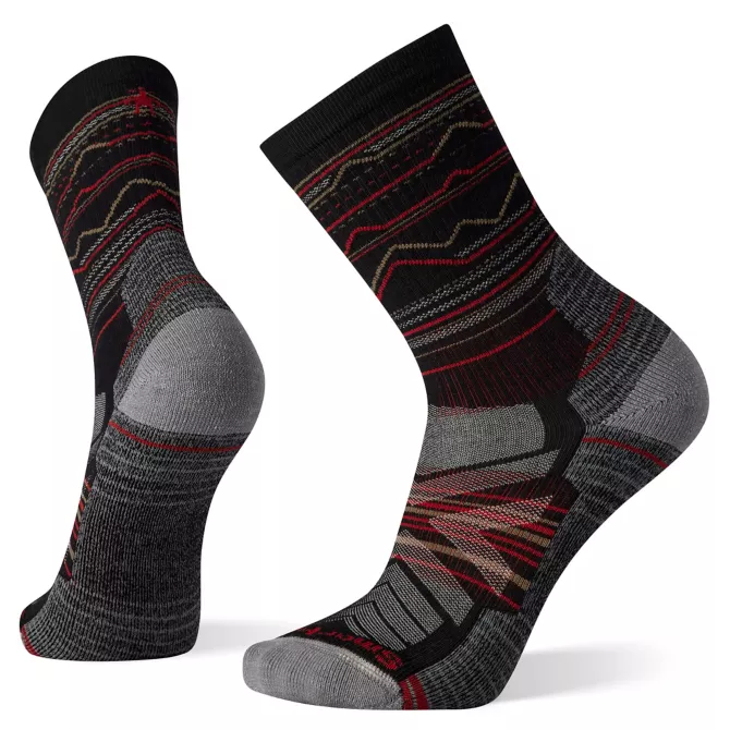 Men's Hike Light Cushion Mountain Range Pattern Crew Socks