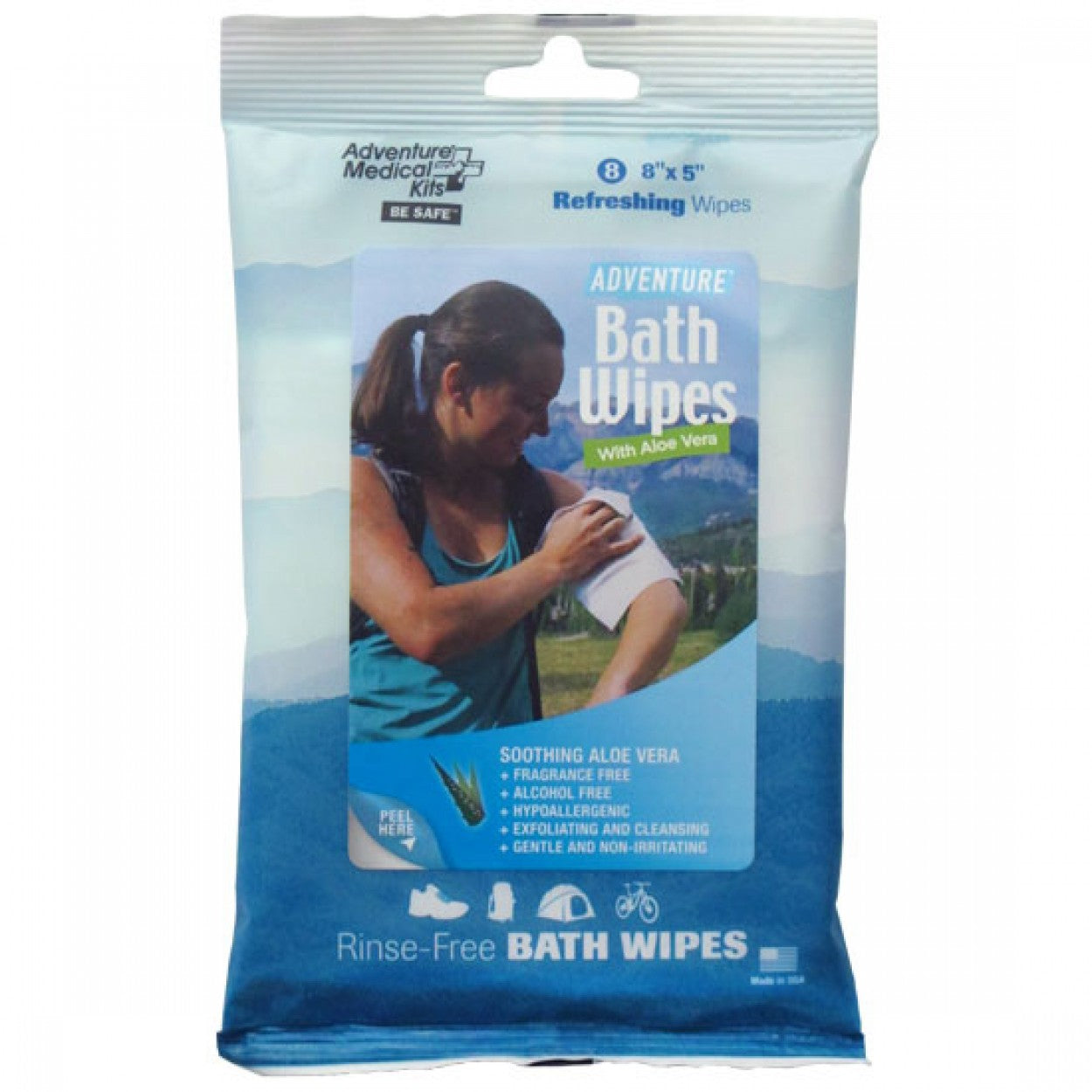 Adventure Bath Wipes, Travel Size, Pkg./8