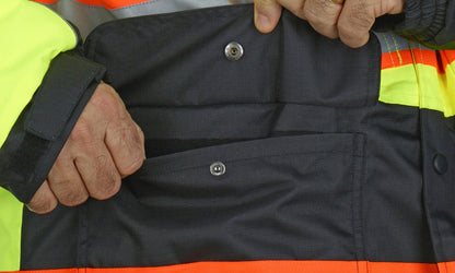 Vortex Hi Vis Rain Gear- Winter Jacket with Detachable Hood - Zip Out Fleece Liner