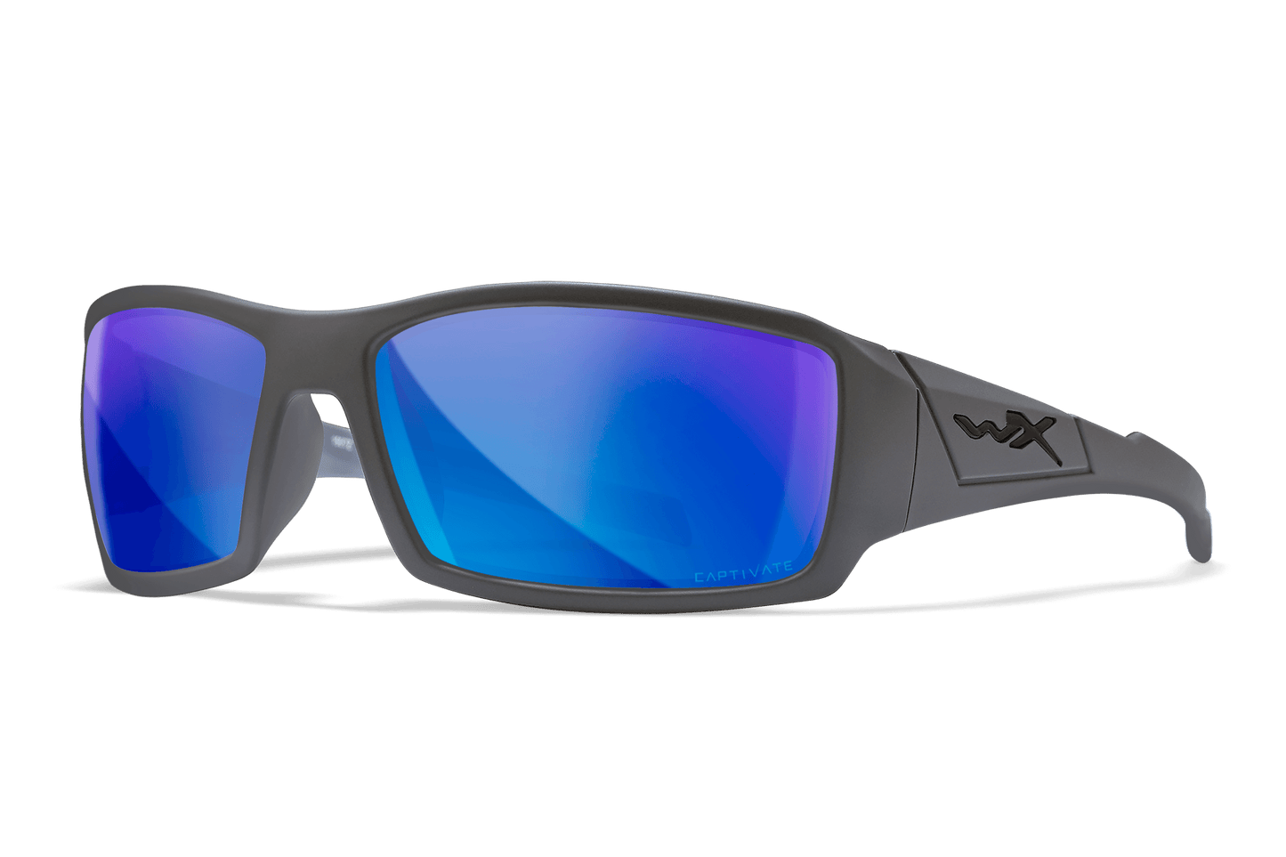 WX Twisted Matte Grey Frame with CAPTIVATE™ Polarized Blue Mirror Lenses