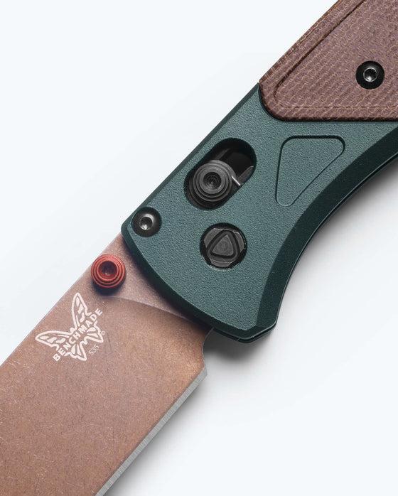 535FE-2602 Bugout® in Taiga Green aluminum and brown canvas micarta
