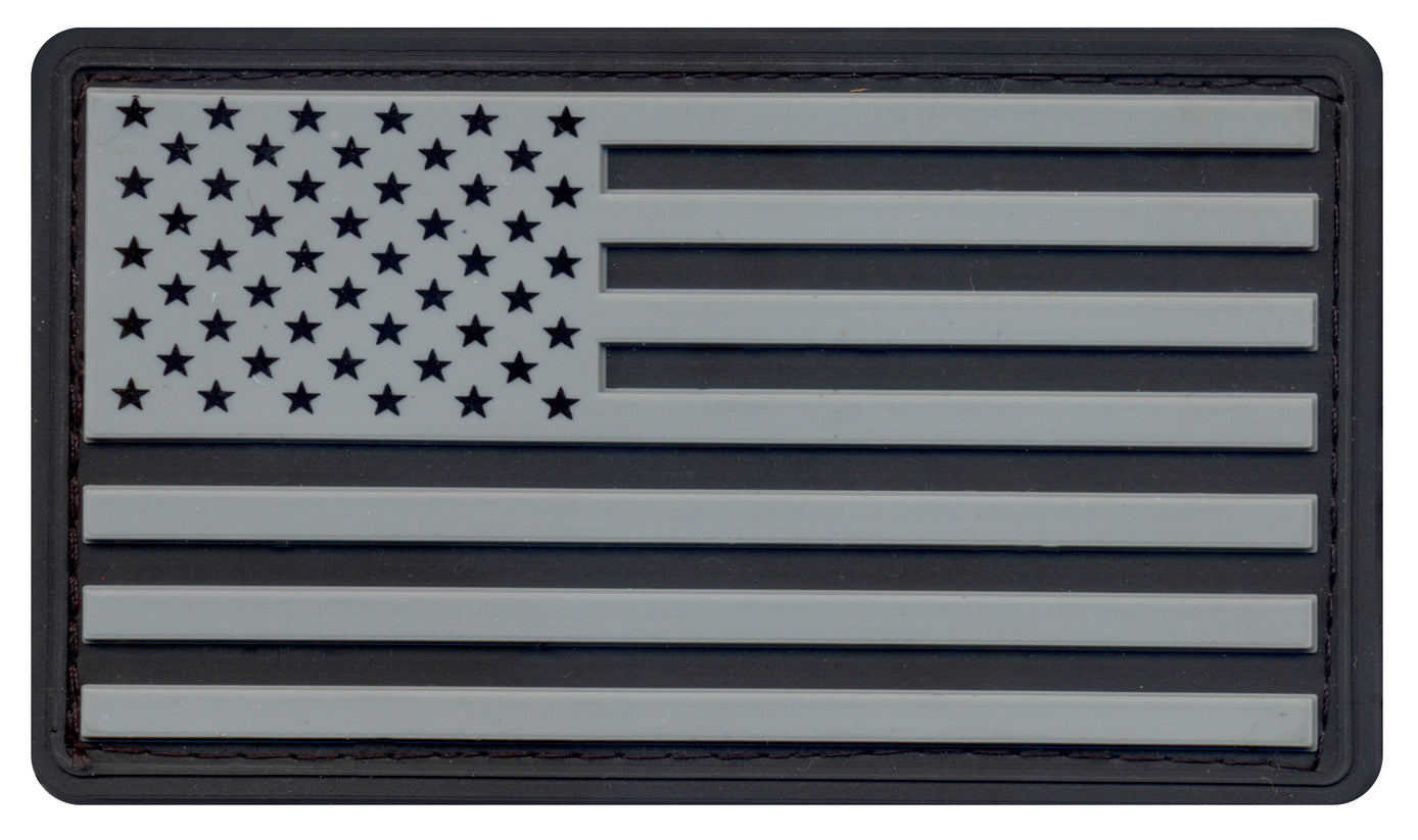 ROTHCO RUBBER US FLAG PATCH W/HOOK BACK-WHT/BLK
