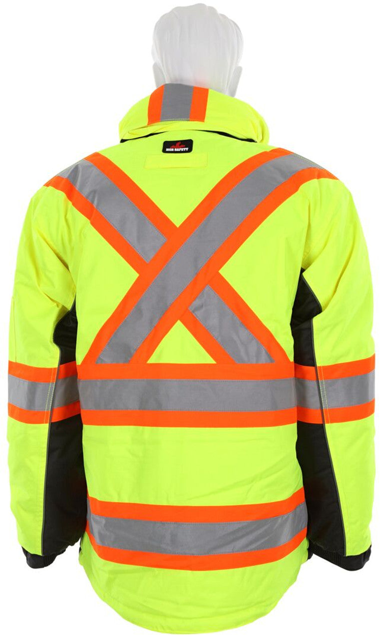 Vortex Hi Vis Rain Gear- Winter Jacket with Detachable Hood - Zip Out Fleece Liner