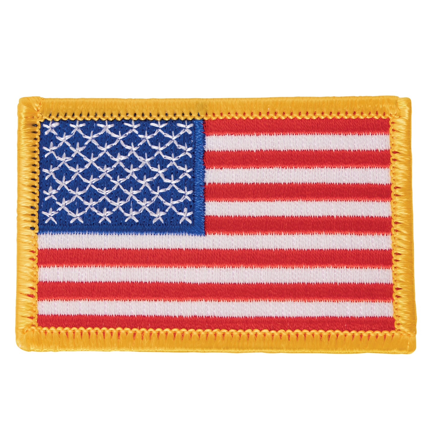 Rothco Iron On / Sew On Embroidered US Flag Patch - Red White Blue with Yellow Border - Normal