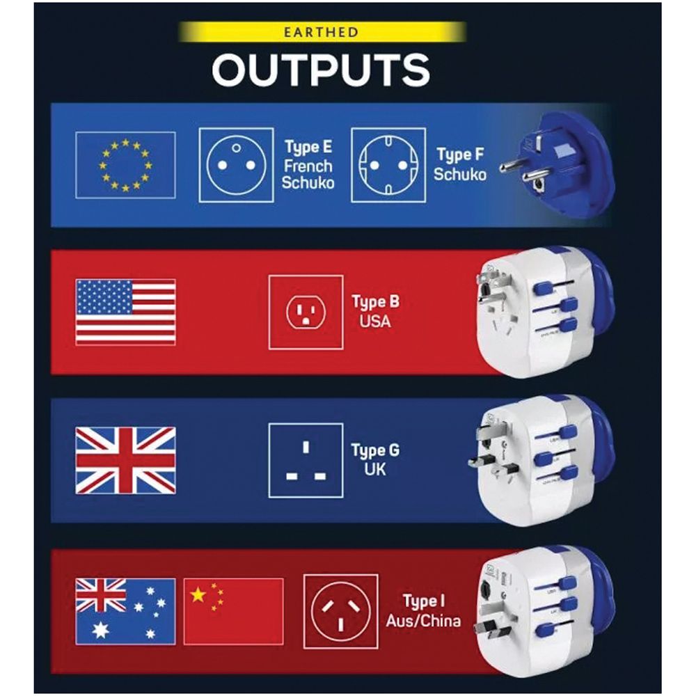 WORLDWIDE ADAPTER USB-A & USB-C