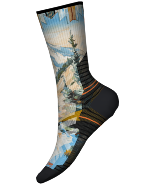 Hike Light Cushion Mountain Print Crew Socks