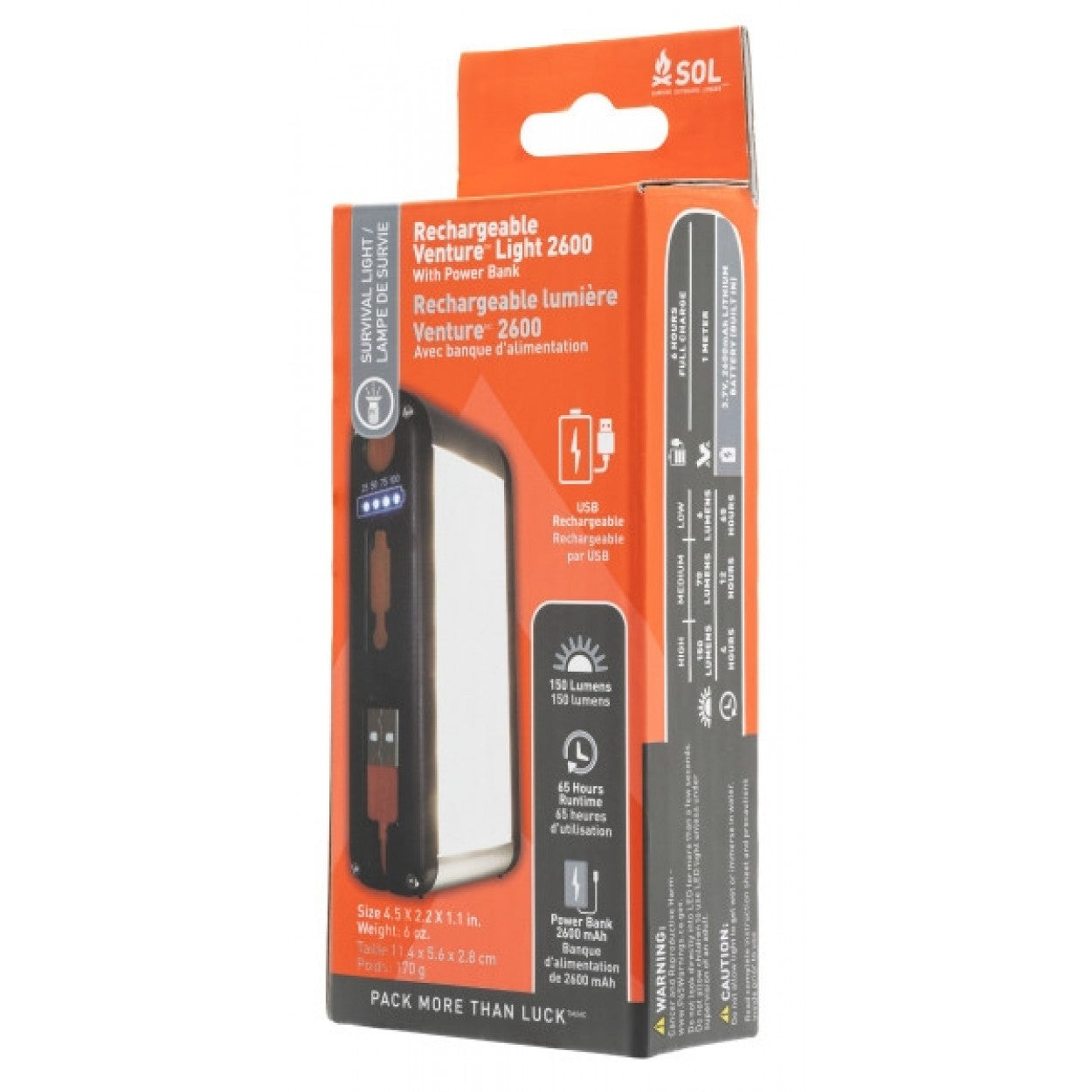 SOL Venture 2600 Rechargeable Light with Power Bank